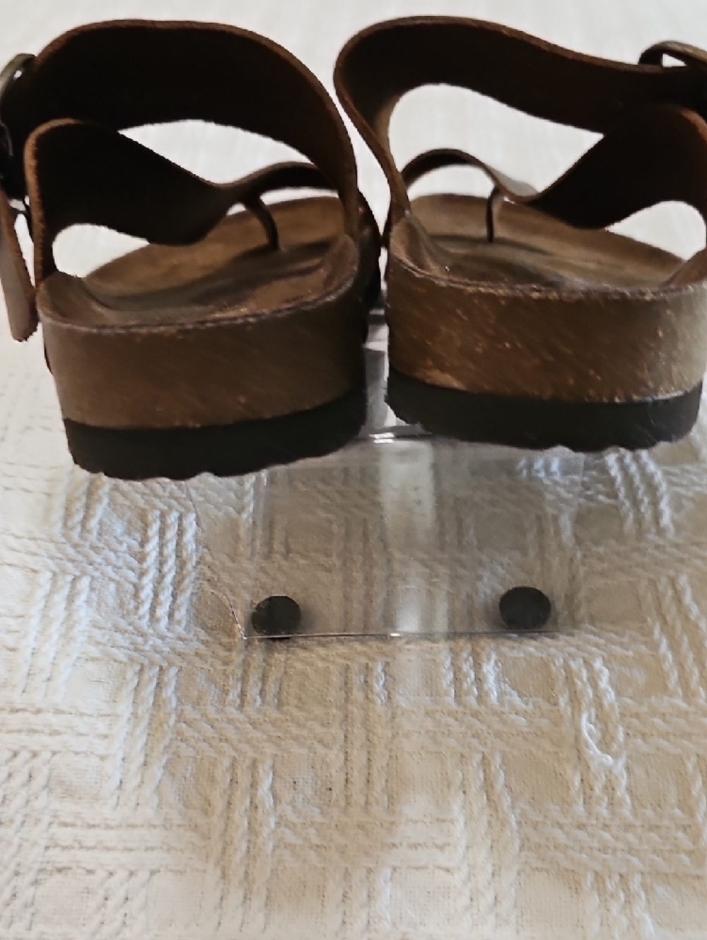 White Mountain Brown Leather Double-Band Buckle Slide Sandals - Picture 5 of 8